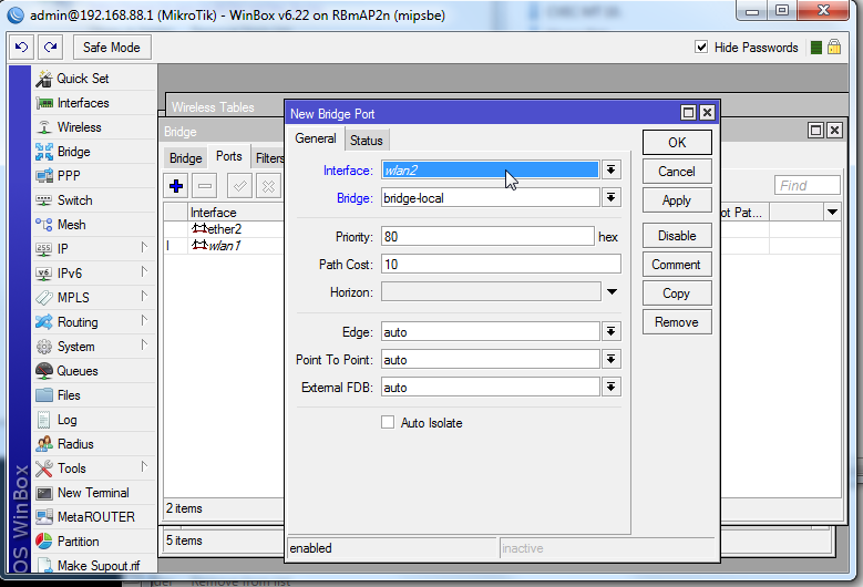 Step 4: Choose the newly created VAP interface and add it to the "bridge-local" bridge.
