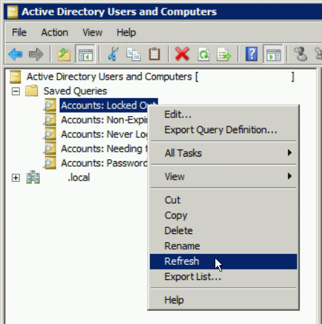 Saved Query: Right Click Refresh