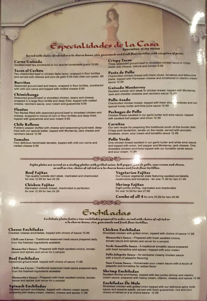 Mamacitas Menu Page 2