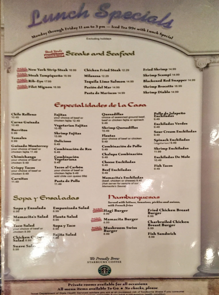 Mamacitas Menu Page 3