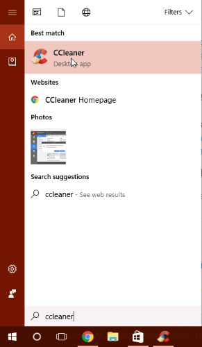 Launch Ccleaner from Start Menu