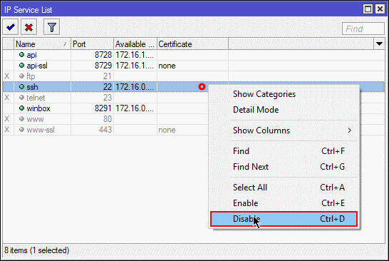 Disable SSH Service