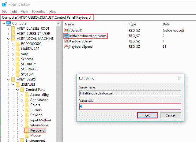 keyboard registry