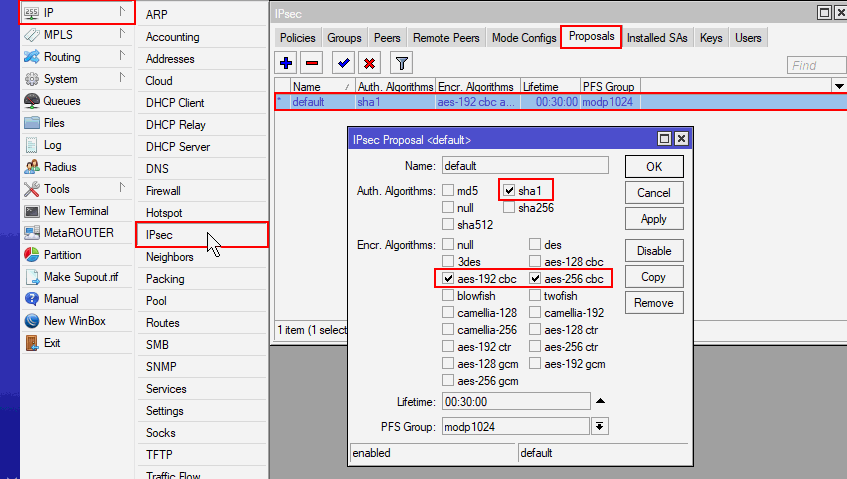 mikrotik routeros vpn config ipsec