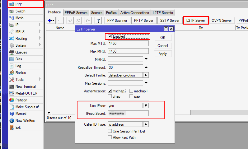 mikrotik routeros vpn config ipsec