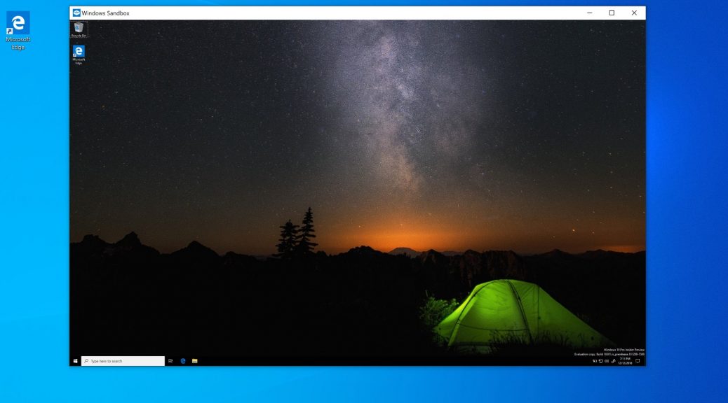 Screenshot of running Windows Sandbox