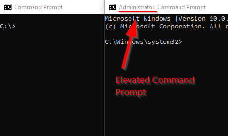 Example of Elevated Command Prompt